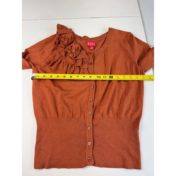 ELLE Womens Parisian Chic Cardigan Sweater with Rosette Detail - Size XS - Picture 4 of 9